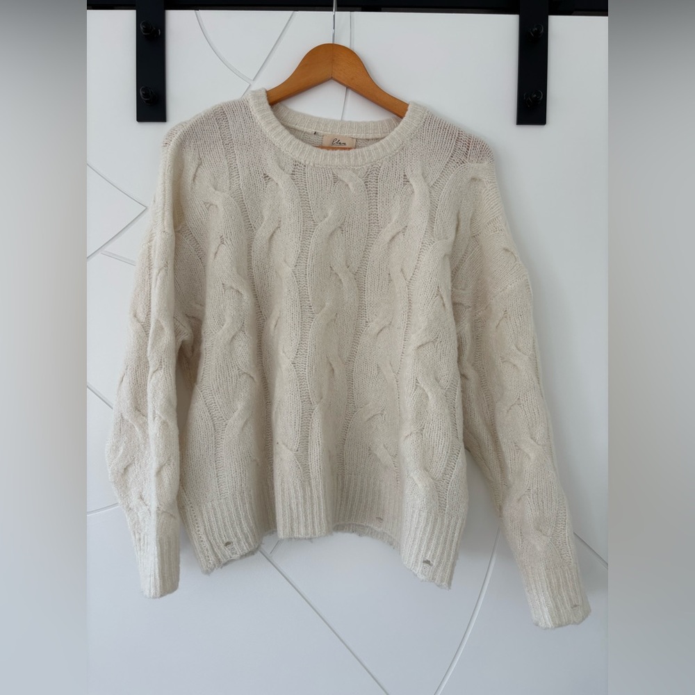 Elan Cream Cable Knit Sweater Sz Small
